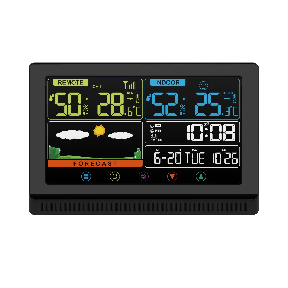 Ewetime relógio digital rádio controlado, sensor ao ar livre estação meteorológica sensores interior moderno abs relógio eletrônico calendários