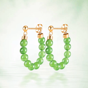 Old material spinach green natural andite jadeite jade pendant earrings with <b>silver</b> ear <b>studs</b> S925 <b>silver</b> set with jade - Product Image 3