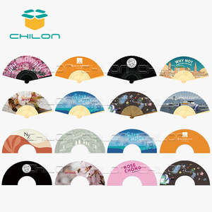 กระดาษไม้ไผ่พับได้พิมพ์ลายเองพัดกระดาษแกะสลักภาพวาดดอกไม้บนผ้าโปรโมชั่นของขวัญโปรดปราน - Product Image 6