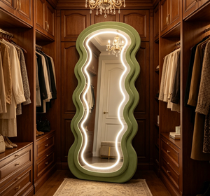 Wavy <b>LED</b> Full Body <b>Mirror</b> Floor Standing Dressing <b>Vanity</b> <b>Mirror</b> Modern Bedroom Hotel Decor - Product Image 2