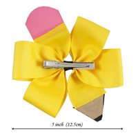 Accessoires pour enfants : Barrette à cheveux en tissu côtelé de 5 pouces, faite à la main, avec nœud style crayon, pour la rentrée scolaire, coiffe pour bébé
