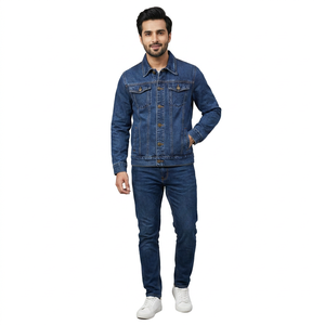 Chaqueta con logotipo personalizado para hombre Chaqueta vaquera de moda de otoño Chaqueta vaquera holgada de talla grande para hombre Chaqueta vaquera lavada retro de tendencia - Product Image 1