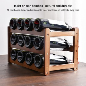 Rak Anggur Kayu Berdiri Sendiri dari Kayu Akasia Alami - Dekorasi Rumah Ramah Lingkungan Rak Anggur Kayu Penyimpanan Lantai Perakitan Mudah - Product Image 4