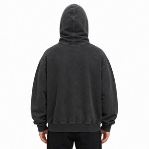 Sudadera con capucha personalizada de felpa gruesa para hombre, estilo Ninja, con cremallera, 100% algodón, lavado ácido, sin cordones, venta al por mayor - Product Image 3