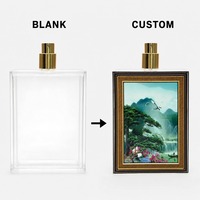 Botol Parfum Kaca Persegi Kosong dengan Cetak UV Karya Seni Kustom Grosir
