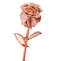 Rose dorée préservée faite à la main en gros, fleur plaquée or véritable naturel, feuille d'or 24 carats, cadeaux de rose préservée avec tige