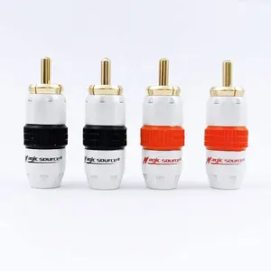4 PCS High Fidelity RCA Male Plug Adapter Speaker Plugs,Cable Connector Adapter Audio Pure Copper Gold Plated with Rubber Sleeve