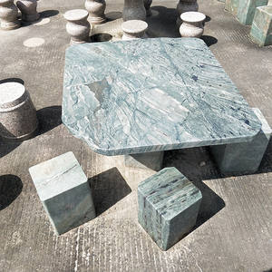Table et chaises carrées en pierre <span class=keywords><strong>de</strong></span> <span class=keywords><strong>jade</strong></span> naturelle Huaan Nine Dragon, durables et résistantes aux intempéries, pour l'extérieur et le <span class=keywords><strong>jardin</strong></span>. - Product Image 5