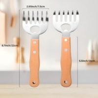 Griffes à viande en acier inoxydable avec longues poignées en bois, outil de attendrisseur de viande pour barbecue, idéal pour le porc, la dinde et le poulet déchiquetés