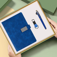 Agenda de bureau en cuir PU A5, carnet de notes à spirales, coffret cadeau d'entreprise avec USB pour événements promotionnels, cadeaux de bureau