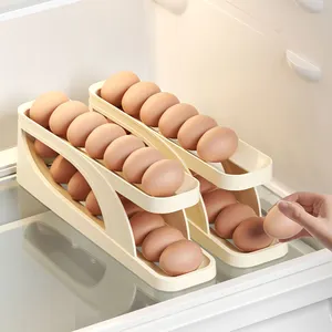 NISEVEN Hot Selling 2 Tiers Automatic Rolling Egg Storage Container Kitchen Organizer Egg Dispenser Holder Egg Storage Rack