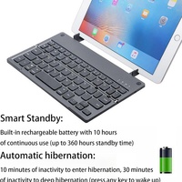 Mini teclado inalámbrico BT plegable para tableta, material plástico, diseño ultrafino y portátil, teclado para computadora portátil y tableta