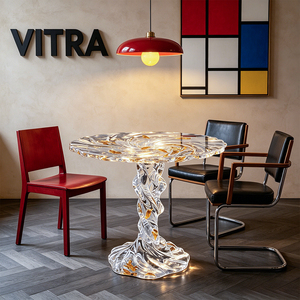<span class=keywords><strong>Tavolino</strong></span> Moderno Scultoreo in Resina Ecologica e Durevole con Foglia <span class=keywords><strong>d</strong></span>'Oro per Camera da Letto, Sala da Pranzo e Soggiorno - Product Image 3