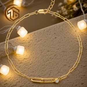 Bracelet en argent style <span class=keywords><strong>Cartier</strong></span>, étanche, avec chaîne trombone, manchette en or 18 carats, diamants VVS cultivés en laboratoire, pour femmes - Product Image 2