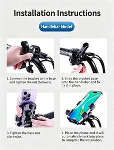 Support de téléphone pour vélo détachable, support universel pour téléphone de vélo, support de guidon de moto, support de téléphone en silicone rotatif pour vélo - Product Image 5