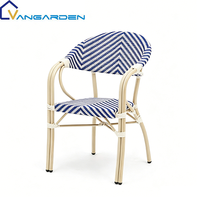 Ensemble de table basse et chaises en rotin pour jardin et cour, durable, minimaliste, moderne, tout en aluminium, imperméable, empilable, pour le loisir