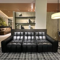 Ensemble de meubles de salon de luxe moderne, nouveau design, canapé d'angle inclinable avec fonction en cuir véritable