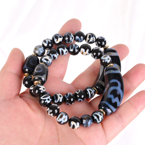 Bracelet en cristal de perles d'agate Dzi rétro de style tibétain, pierres précieuses naturelles de haute qualité, vente chaude - Product Image 1