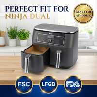 Papiers de cuisson pour friteuse à air 22x14cm pour Ninja Foodi Max Dual Zone AF400UK, papier sulfurisé robuste 38GSM certifié FSC, marque privée FBA