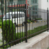 Panel de Cerca Metálico de Acero con Diseño de Tubo Cuadrado y Remate de Barra de Hierro Sólido de 6x8 para Seguridad del Hogar y Jardín, Color Bronce Oscuro, Venta al Por Mayor