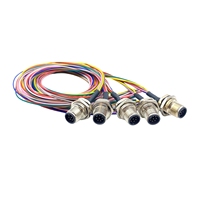 Conector M12 Macho/Hembra de 3/4/5/8/12 Pines, Conector de Aviación Codificado A, Receptáculo de Montaje en Panel, Arnés de Cables Eléctricos