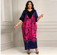 Nouvelle Robe Décontractée Ample à Manches Courtes pour Femme Grande Taille 2026, Col en V Pailleté et Imprimé Contrastant