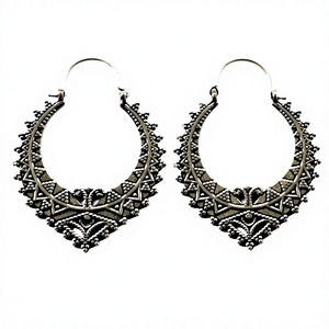 Pendientes de aro de 4cm chapados en plata de ley 925 sólida, joyería Lisa para regalo de fiesta de boda - Product Image 1