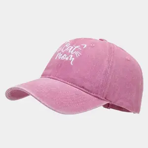 High Quality Cat Mom Cap Embroidery Sport Hats Custom Cotton Baseball Embroidered Dad Hat