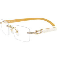 Gafas Ópticas de Lujo para Hombre con Montura de Cuerno y Diamantes, Sin Aro, para Negocios, de Fábrica, Gafas de Cuerno