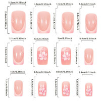 Faux ongles carrés à motif floral Hibiscus Nude, fabriqués à la machine en ABS, 24 pièces, ongles carrés moyens, French Manucure