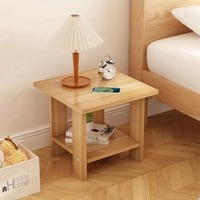 Table de Chevet Moderne Double Couche en Bois Massif Style Marocain pour Chambre et Salon – Vente en Gros Usine