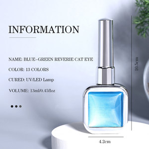Hanyinails 13ml Gel Ongles Effet Magnétique LED Changeant de Couleur à la Lumière Longue Durée 28 Jours – Fournitures pour Ongles <span class=keywords><strong>Bleu</strong></span> Vert Réverie Œil de Chat - Product Image 3
