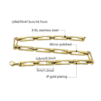 Collier ras du cou tendance en acier inoxydable plaqué or 18 carats avec maillons rectangulaires ajourés, bijou fantaisie pour femme, idéal comme cadeau