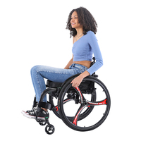 Silla de Ruedas Deportiva de Fibra de Carbono Ligera y Profesional, Modelo SC01, con Ruedas Traseras Grandes de 24'', Plegable y Manual