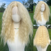Femme Blonde Moelleux Dentelle Cheveux Simulation Naturel Européen Américain Vent Explosion Perruque 20 pouces Haute Température Soie SM9177
