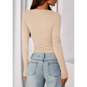 Camisetas Casuales de Manga Larga para Mujer, Otoño 2025, Cuello Redondo, Ajustadas, Estilo Henley, Básicas, para Salir, Conjuntos de Punto - Product Image 4