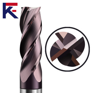 KF HRC 58 alaşım karbür düz uçlu mil kaplama ile çelik 4 flüt freze kesicisi için Cnc makinesi Tungsten çelik aracı