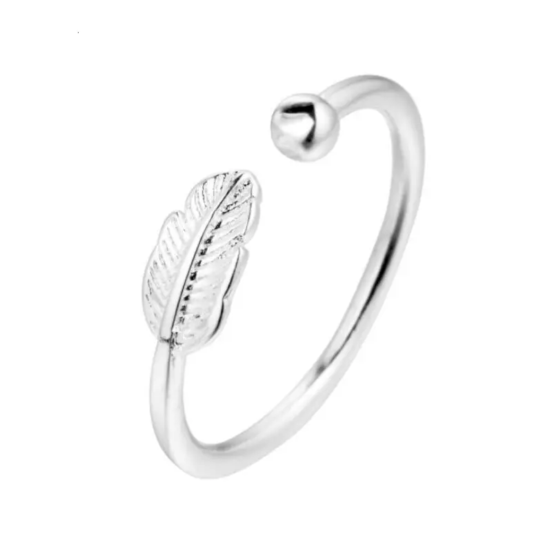 Bague en argent Sterling 925 en forme de feuille, nouveau design,