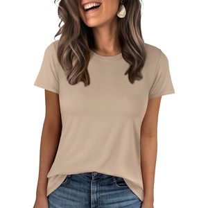 Camiseta de Manga Corta para Mujer FOXA, 100% Algodón Jersey, Antiarrugas, Básica, Informal, para Verano - Product Image 1