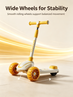 Nouveau style de trottinette à trois roues en acier PP pour enfants de 2 à 8 ans, pliable, avec musique et lumières, multifonctionnelle, grande trottinette à pédales pour enfants
