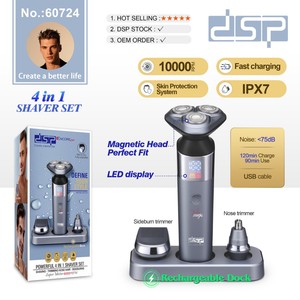 Afeitadora Eléctrica DSP de Triple Cuchilla, Recargable por USB, Resistente al Agua IPX7, Kit de Cuidado Facial para Hombre - Product Image 5