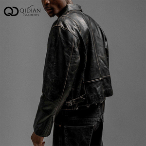 Manufacturer Custom <strong>Men's</strong> Vintage Leather <strong>Jacket</strong> High Quality Cropped Faux Leather Bomber <strong>Jacket</strong> Motorcycle Biker <strong>Racing</strong> <strong>Jacket</strong> - Product Image 5