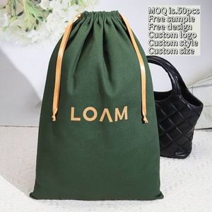 Sac à poussière réutilisable en sergé de coton pour la promotion de chapeau <span class=keywords><strong>Pochette</strong></span> à chaussures en mousseline de coton avec cordon de serrage imprimé de logo personnalisé - Product Image 2