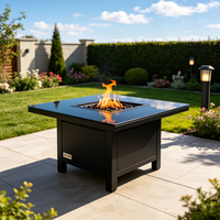 Table de foyer extérieure moderne multifonction pour patio, cour et jardin, idéale pour les repas et le maintien au chaud