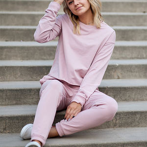 2025 nouveautés femmes Logo personnalisé toile survêtements motif solide Style décontracté Offre Spéciale hiver vêtements usine en gros - Product Image 2