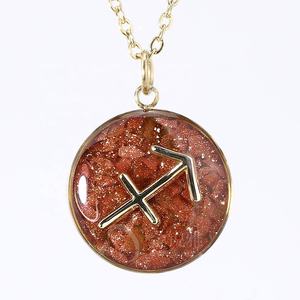 Collana con ciondoli in acciaio inossidabile zodiaco personalizzato constel con pietra <span class=keywords><strong>naturale</strong></span> e smalto-<span class=keywords><strong>oroscopo</strong></span> e gioielli in lapislazzuli - Product Image 1