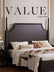 <span class=keywords><strong>Letto</strong></span> Matrimoniale in Legno Massello Stile Retrò Americano, Design Moderno 1,8m, <span class=keywords><strong>Letto</strong></span> Matrimoniale Francese Antico 1,5m per Camera da <span class=keywords><strong>Letto</strong></span> Principale - Product Image 2