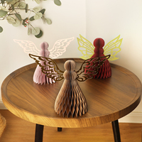 Ornements de Noël personnalisés OEM en papier épais nid d'abeille, boules de fée ange, pendentifs suspendus, décorations de table, pliables en 3D