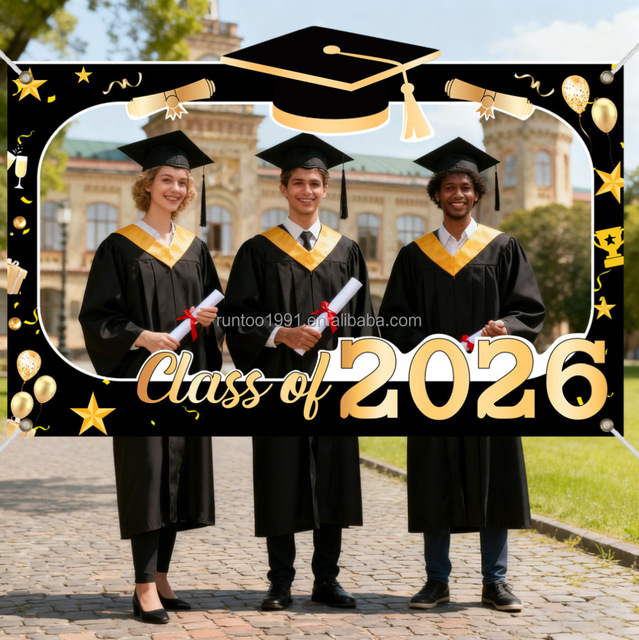 2026 Graduation Themed Durable Hollow Photo Background Hat Pattern Paper for Party Decor Graduation Photo Props Customized Color