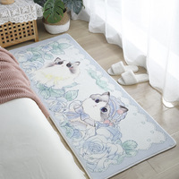 Tapis de chevet style Ins, motif chat, tactile, long et large, pour chambre d'enfants, chambre à coucher, balcon, rebord de fenêtre